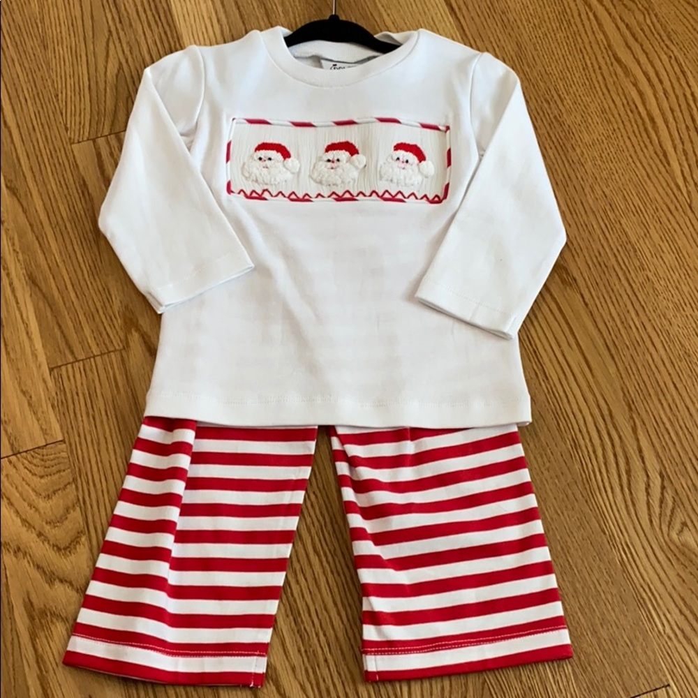 Smocked Santa 2 piece Boys Outfit